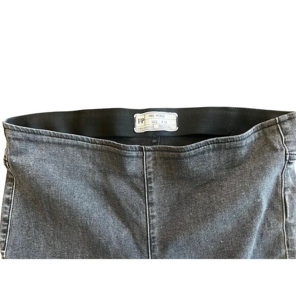 Free People High Rise Black Flare Jeans Size 29 | Festival Boho Raw‎ Hem Stretch - Picture 4 of 8